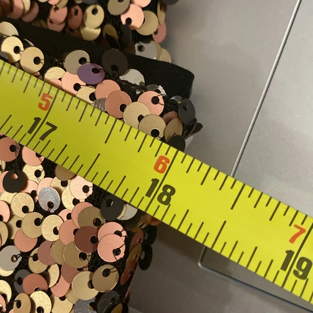 FREE PEOPLE - NWT - skirt: bronze lined sequined w front slit & rear zipper - 12 - Picture 7 of 16